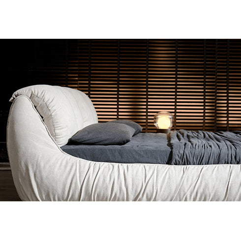 Choi Velvet Fabric Modern Upholstery Headboard Bed Frame