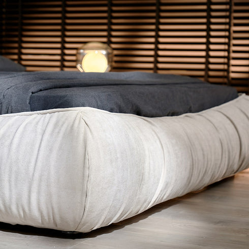 Choi Velvet Fabric Modern Upholstery Headboard Bed Frame