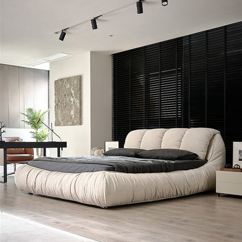 Choi Velvet Fabric Modern Upholstery Headboard Bed Frame