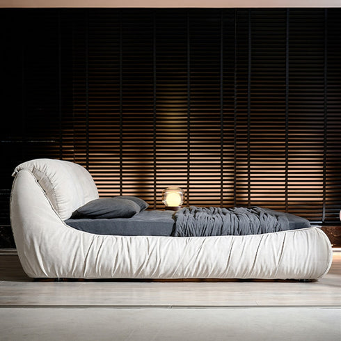 Choi Velvet Fabric Modern Upholstery Headboard Bed Frame