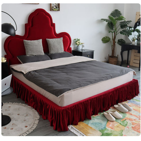 Ciel Velvet High Headboard Vintage Luxury Bed Frame