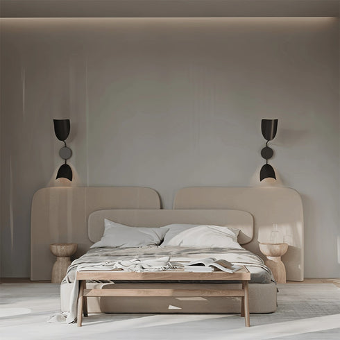 Cledith Cotton Linen Fabric Wide Headboard Luxury Bed Frame