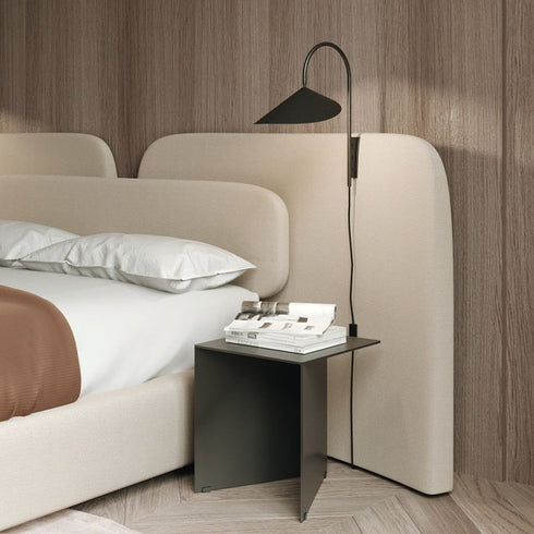 Cledith Cotton Linen Fabric Wide Headboard Luxury Bed Frame