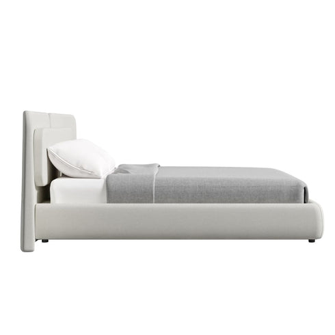 Cledith Cotton Linen Fabric Wide Headboard Luxury Bed Frame