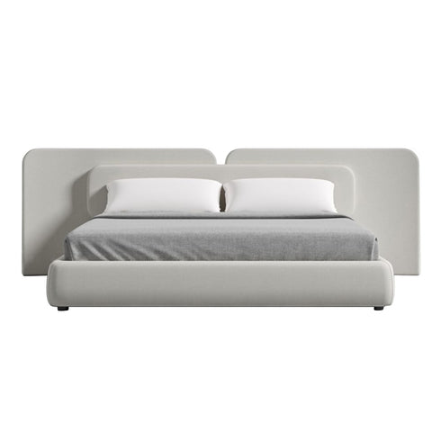 Cledith Cotton Linen Fabric Wide Headboard Luxury Bed Frame