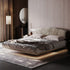 Clee Suede Fabric Modern Upholstered Shaped Headboard Floating Bed Frame