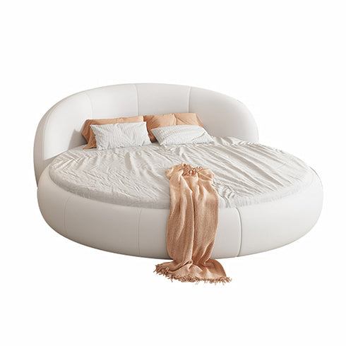 Cynthia Calf Leather Round Arc Upholstered Bed Frame