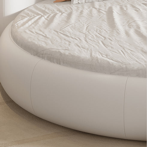 Cynthia Calf Leather Round Arc Upholstered Bed Frame