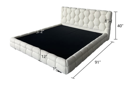 Dariel Boucle Fabric Modern Simple Bed Frame