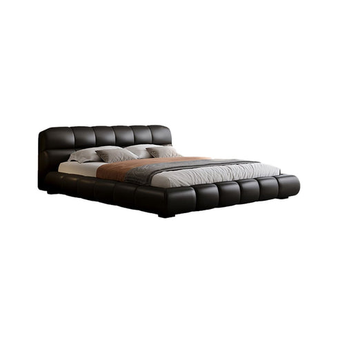 Dawes Calf Leather Modern Low Headboard Bed Frame
