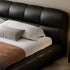 Dawes Calf Leather Modern Low Headboard Bed Frame