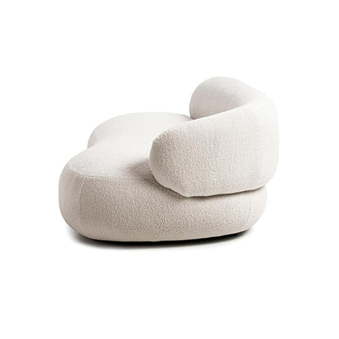 Dileas White Boucle Curved 3 Seater Sofa Round Shaped Minimalist Couch