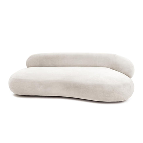 Dileas White Boucle Curved 3 Seater Sofa Round Shaped Minimalist Couch