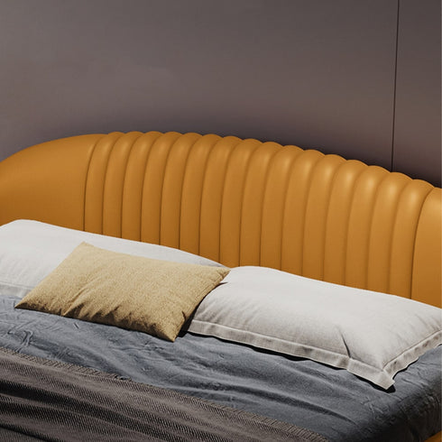 Divine Microfiber Leather Curved Headboard Modern Floating Bed Frame