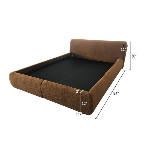 Domick Teddy Fleece Modern Low Headboard Bed Frame