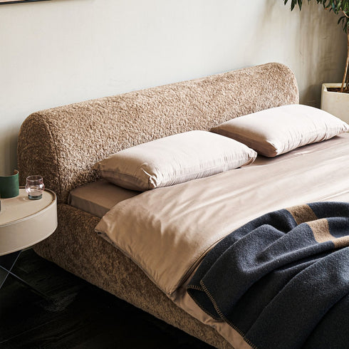 Domick Teddy Fleece Modern Low Headboard Bed Frame