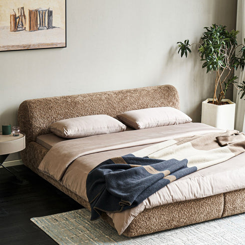 Domick Teddy Fleece Modern Low Headboard Bed Frame