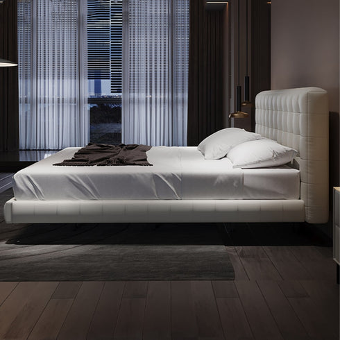 Donaver Microfiber Leather Minimalist Simple Floating Bed Frame