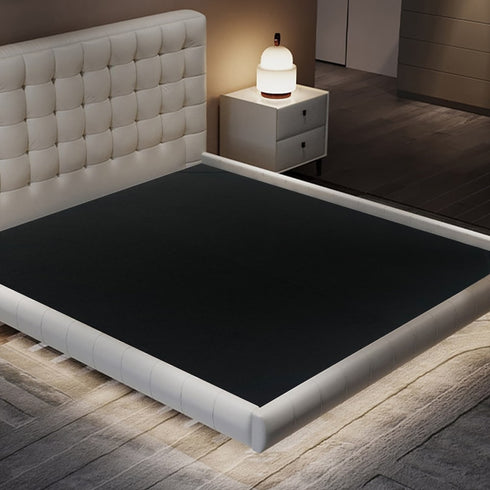 Donaver Microfiber Leather Minimalist Simple Floating Bed Frame