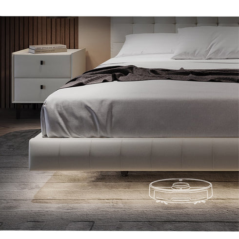 Donaver Microfiber Leather Minimalist Simple Floating Bed Frame