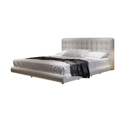 Donaver Microfiber Leather Minimalist Simple Floating Bed Frame