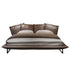 Doreen Calf Leather Shaped Headboard Bed Frame