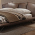 Doreen Calf Leather Shaped Headboard Bed Frame