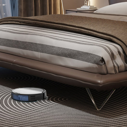 Doreen Calf Leather Shaped Headboard Bed Frame