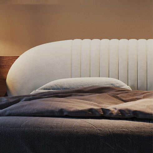 Edna Suede Fabric Curved Headboard Modern Floating Bed Frame