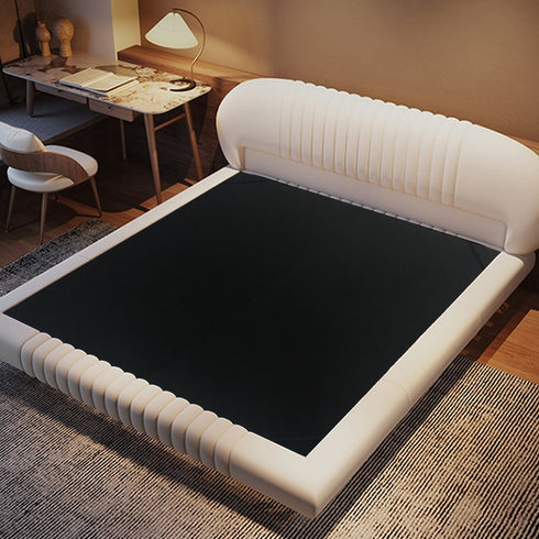 Edna Suede Fabric Curved Headboard Modern Floating Bed Frame