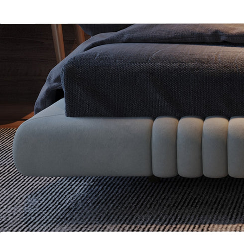 Edna Suede Fabric Curved Headboard Modern Floating Bed Frame