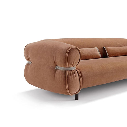 Elisha Matte Technical Cloth 4 Seater Arm Sofa with Pillows Modern Couch