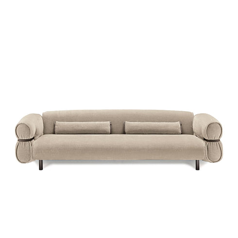 Elisha Matte Technical Cloth 4 Seater Arm Sofa with Pillows Modern Couch