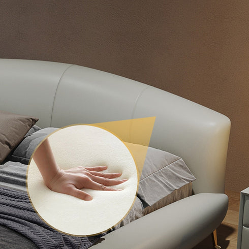 Elva Calf Leather Curved Headboard Bed Frame