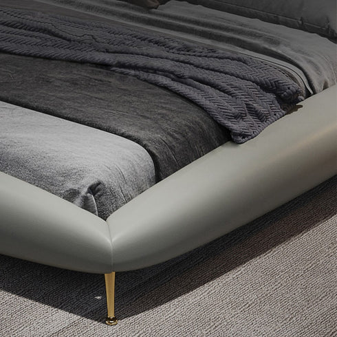 Elva Calf Leather Curved Headboard Bed Frame