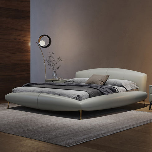 Elva Calf Leather Curved Headboard Bed Frame