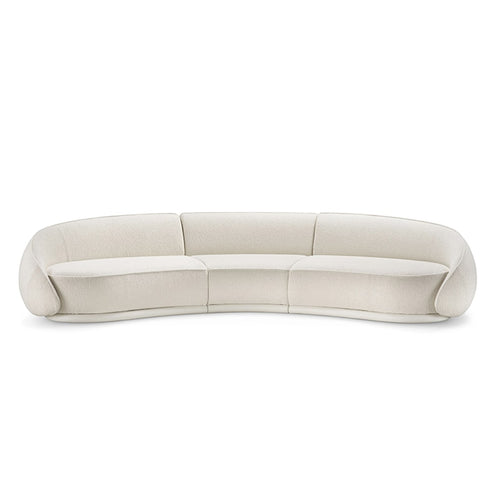 Emlen Matte Technical Cloth Curved 4 Seater Sofa White Couch