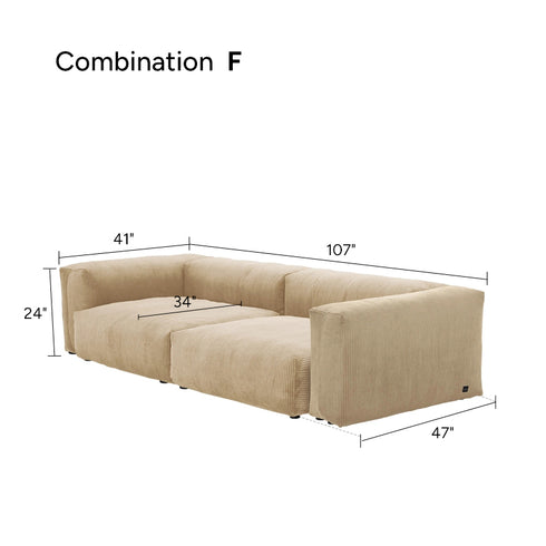 Amaris Corduroy Modern Simple Sofa Cube Modular Couch