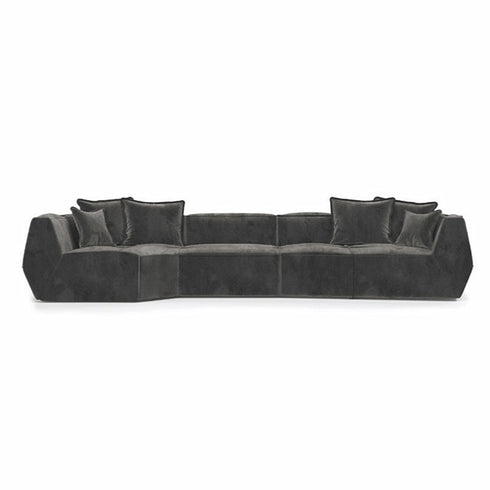 Fallon Matte Technical Cloth 3-Piece Sofa Sectional Couch with Pillows