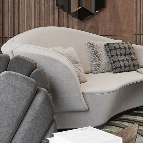 Farai Matte Technical Cloth Shaped Luxury 2-Pieces Arm Sofa Reception Sectional Couch