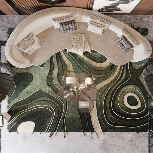 Farai Matte Technical Cloth Shaped Luxury 2-Pieces Arm Sofa Reception Sectional Couch