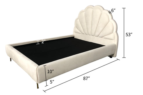 Figueroa Microfiber Leather Flower Shaped Headboard Modern Bed Frame