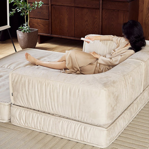 Finlay Removable Armrest Sofa Bed Microfiber Leather Modern Functional Modular Sofa