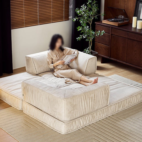 Finlay Removable Armrest Sofa Bed Microfiber Leather Modern Functional Modular Sofa