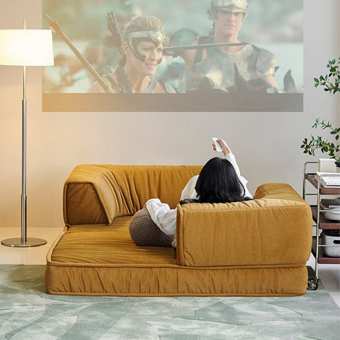 Finlay Removable Armrest Sofa Bed Microfiber Leather Modern Functional Modular Sofa