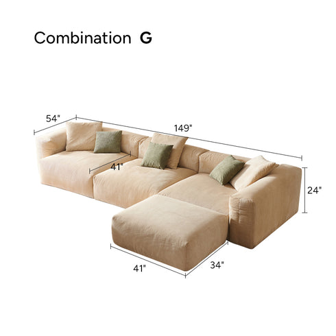 Amaris Corduroy Modern Simple Sofa Cube Modular Couch