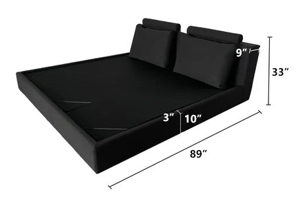 Gibbs Cotton Linen Blend Low Headboard Minimalist Bed Frame