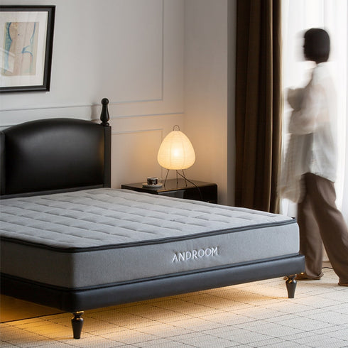 Hedy Calf Leather Vintage High Upholstered Headboard Bed Frame