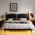 Hedy Calf Leather Vintage High Upholstered Headboard Bed Frame