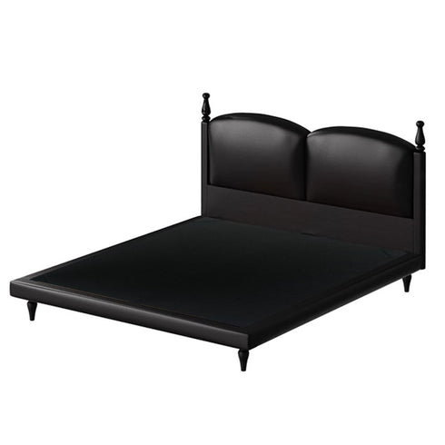 Hedy Calf Leather Vintage High Upholstered Headboard Bed Frame